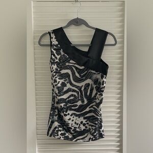 Elegant Black and White Animal Print Dress
